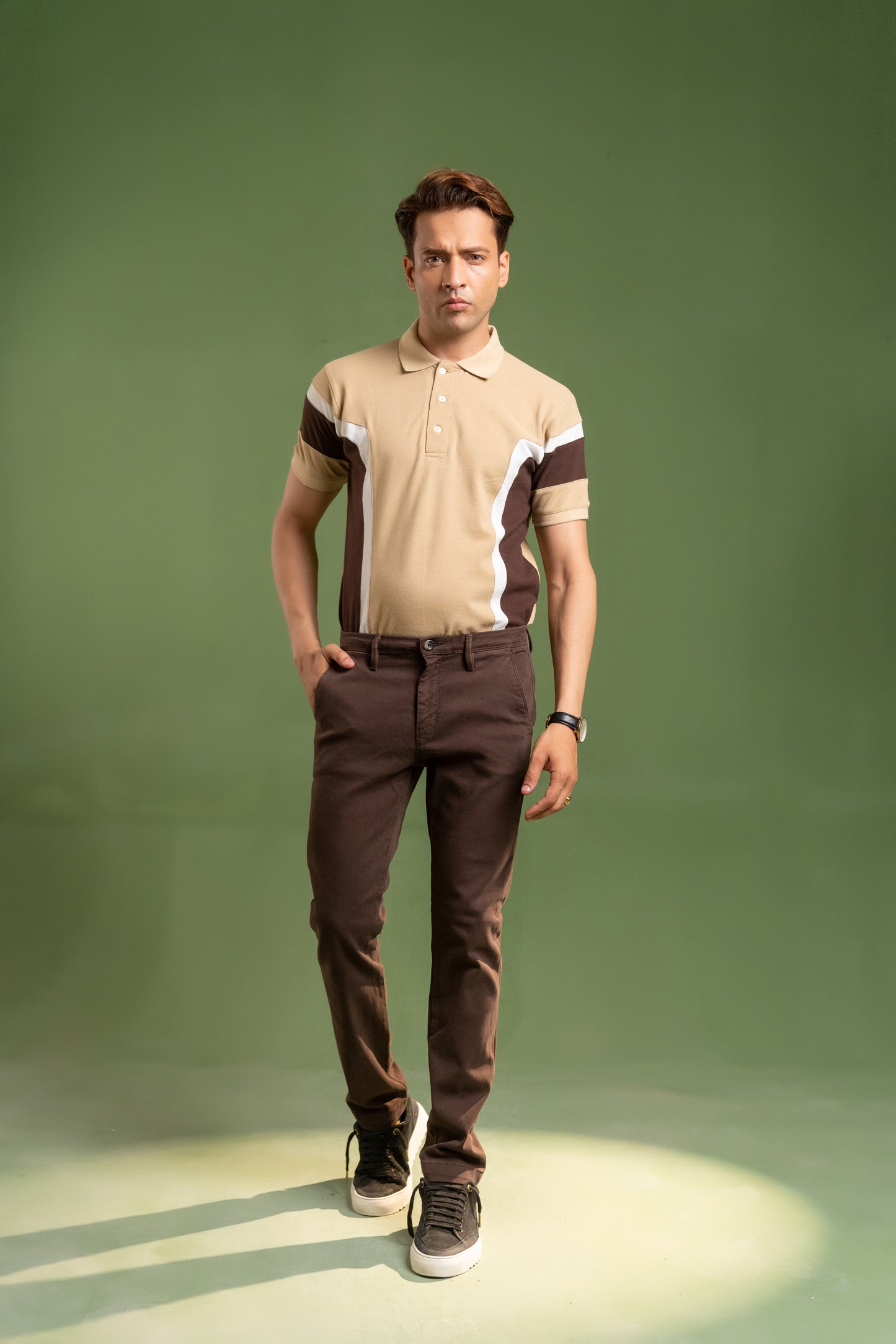 VERTICAL COLOR BLOCK PIQUE POLO