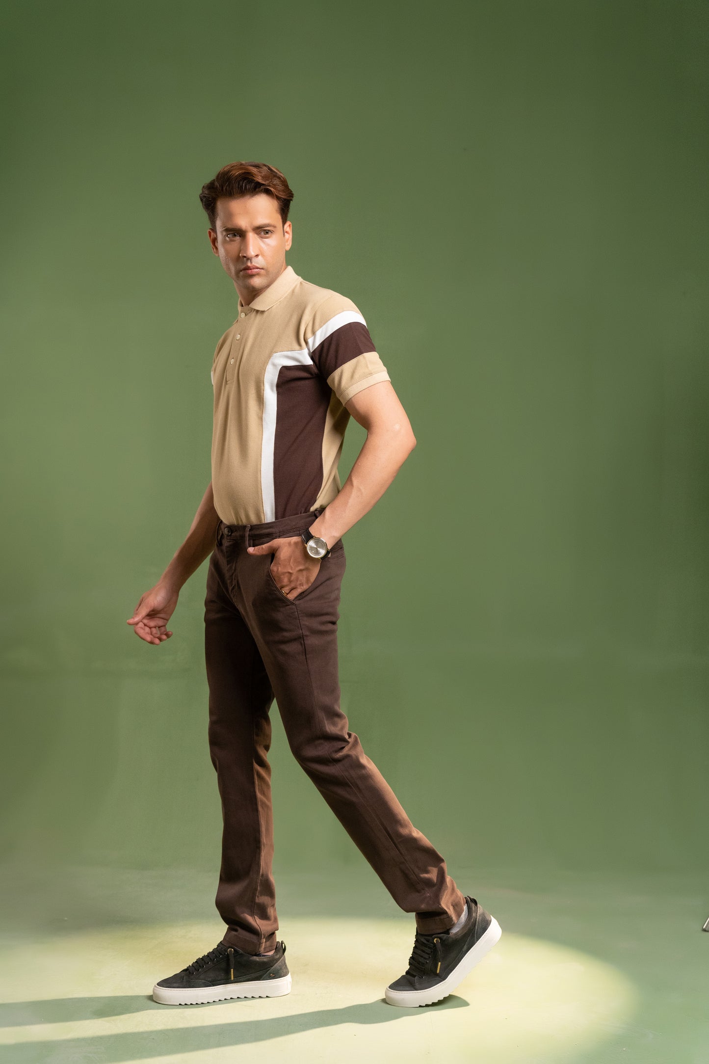 VERTICAL COLOR BLOCK PIQUE POLO