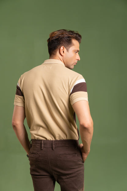 VERTICAL COLOR BLOCK PIQUE POLO