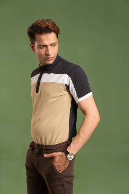 HORIZANTICAL COLOR BLOCK PIQUE POLO