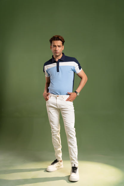 HORIZANTICAL COLOR BLOCK PIQUE POLO