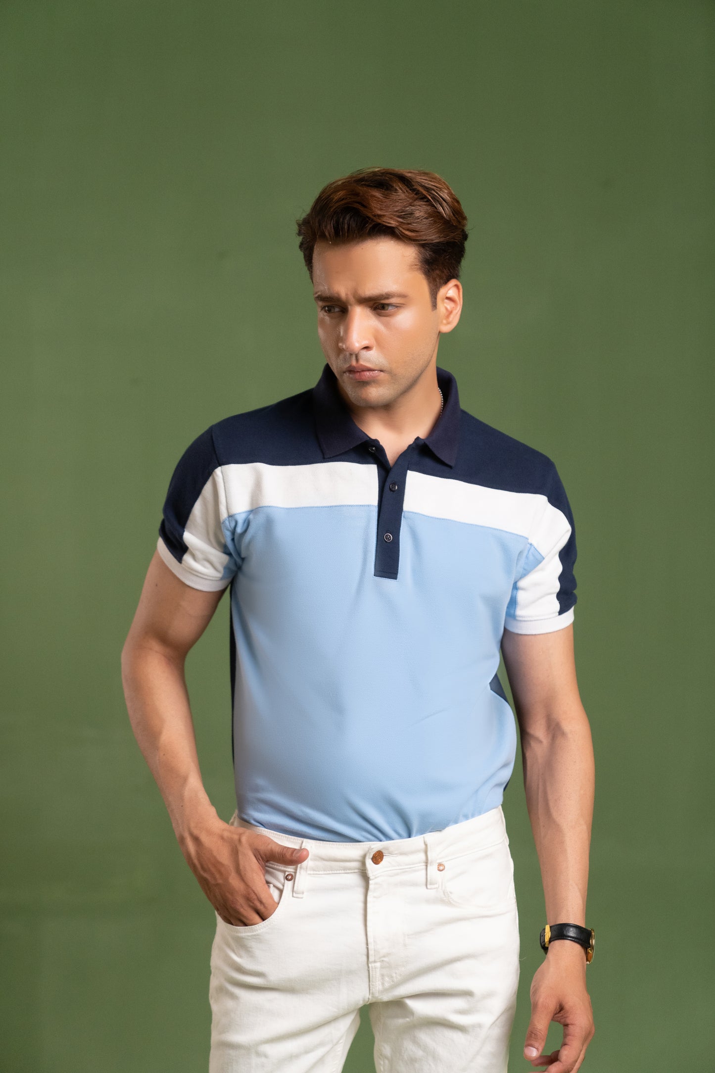 HORIZANTICAL COLOR BLOCK PIQUE POLO