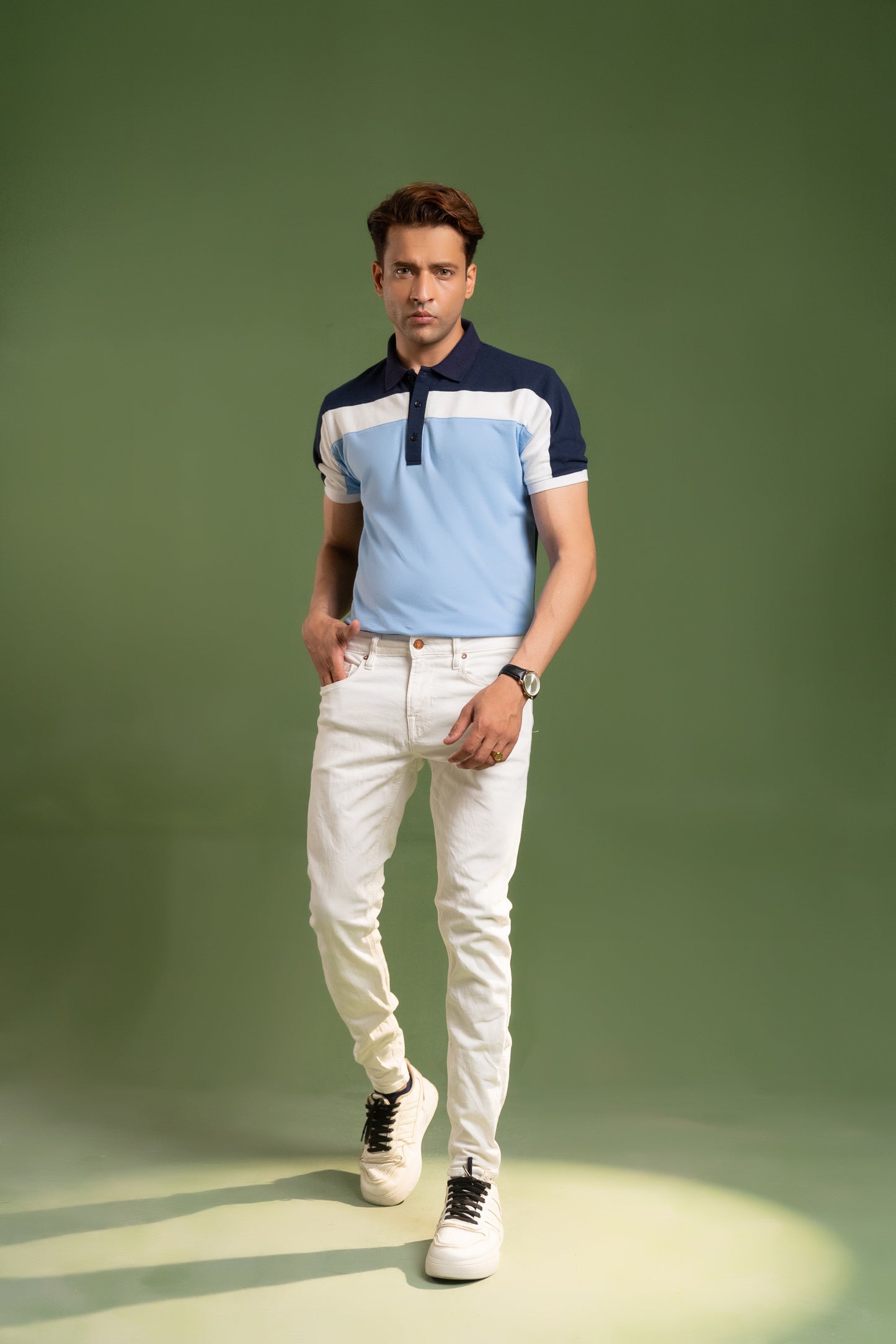 HORIZANTICAL COLOR BLOCK PIQUE POLO