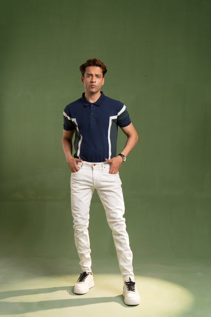 VERTICAL COLOR BLOCK PIQUE POLO
