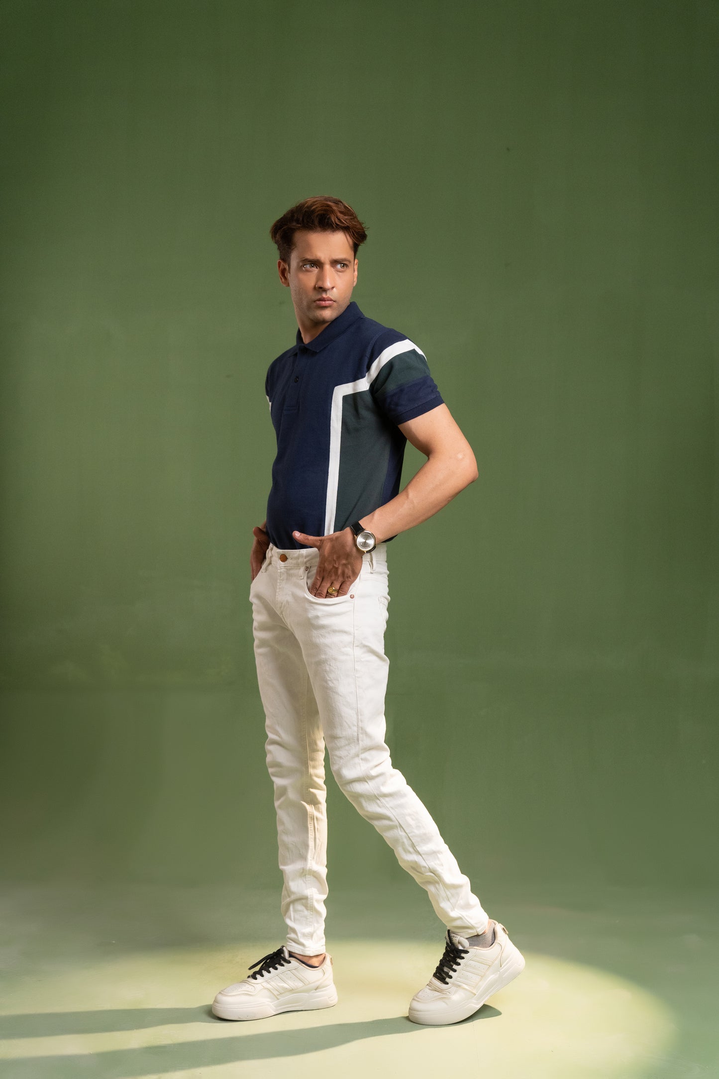 VERTICAL COLOR BLOCK PIQUE POLO