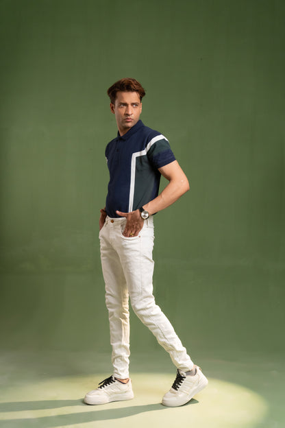 VERTICAL COLOR BLOCK PIQUE POLO