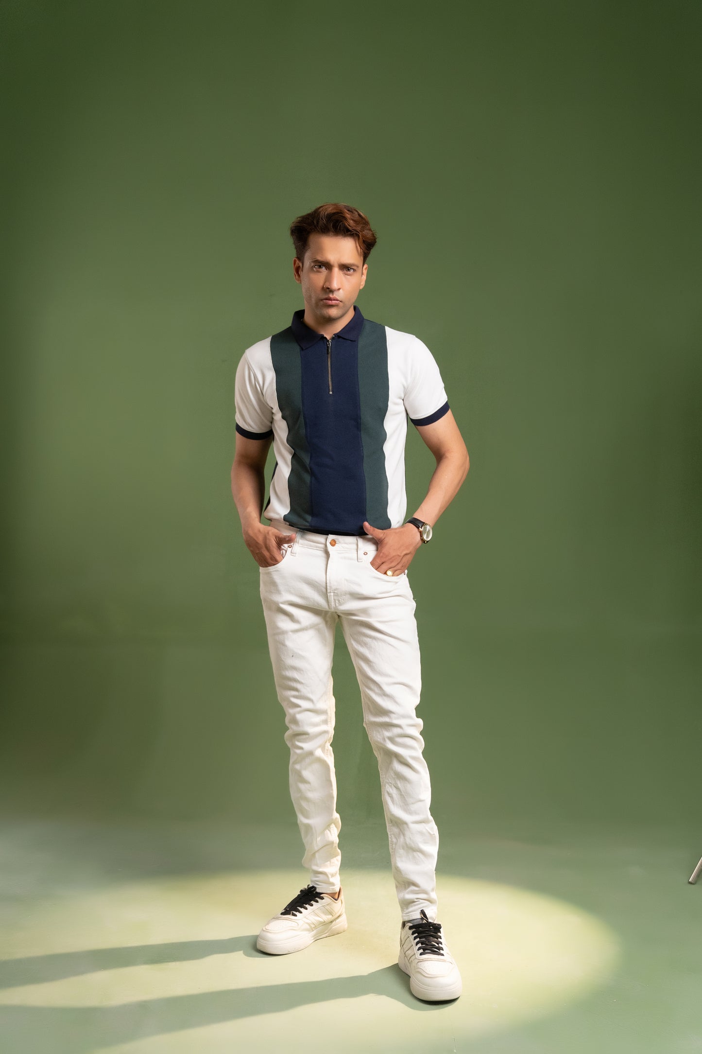 PANELED QUARTER ZIP POLO