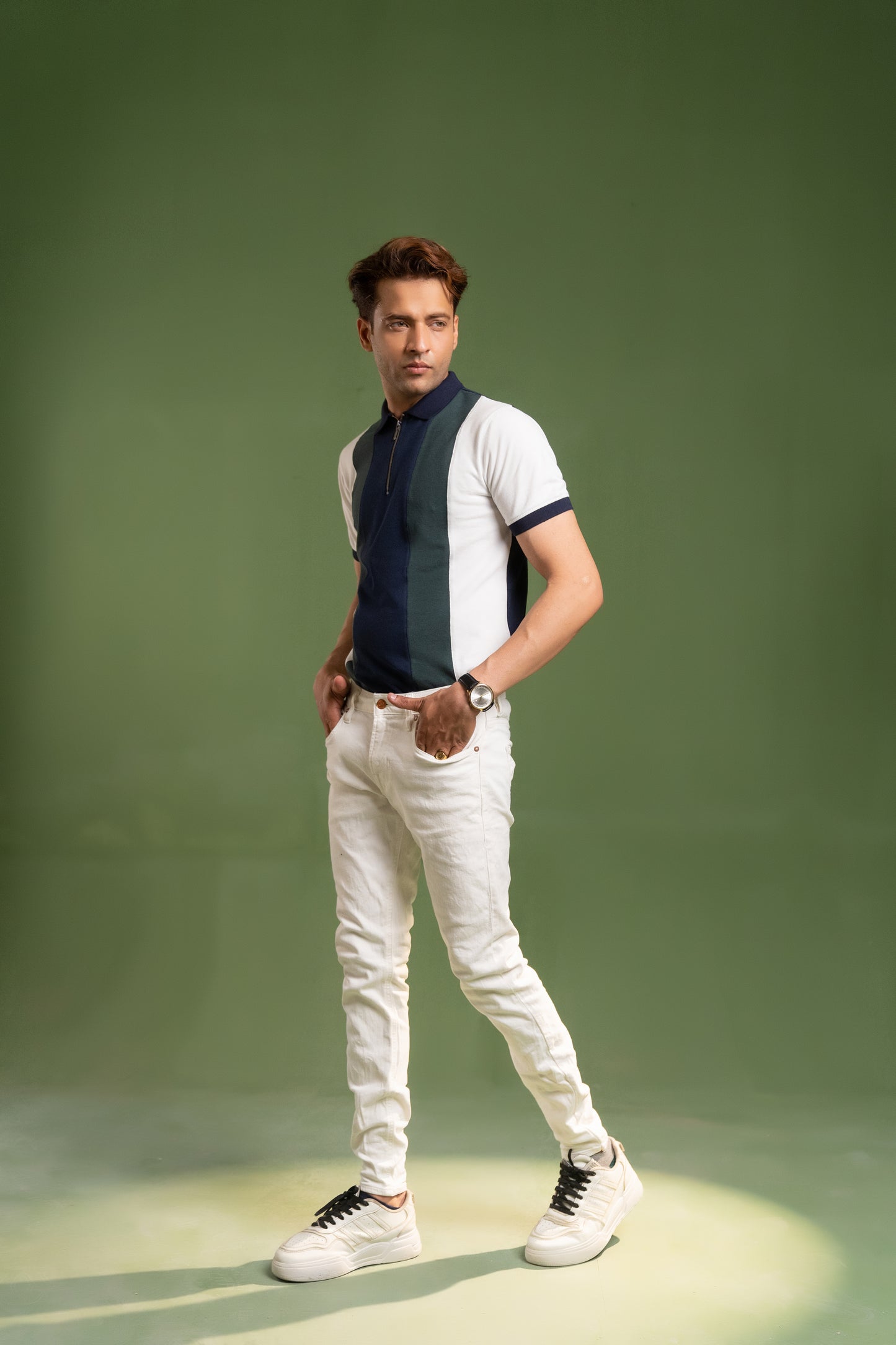 PANELED QUARTER ZIP POLO