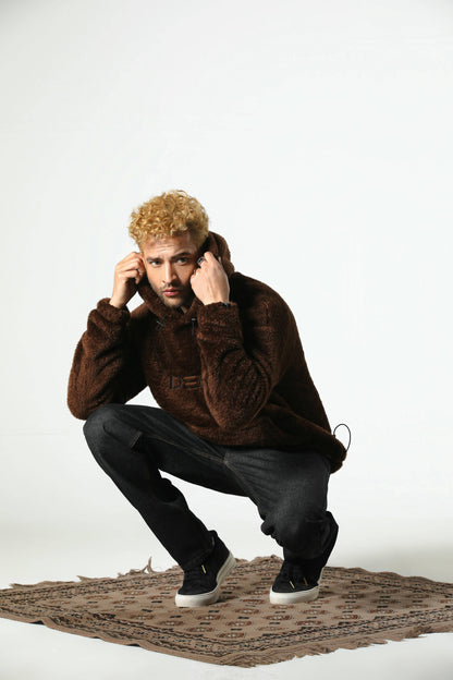 DEPTH SHERPA FUR HOODIE (RUST)