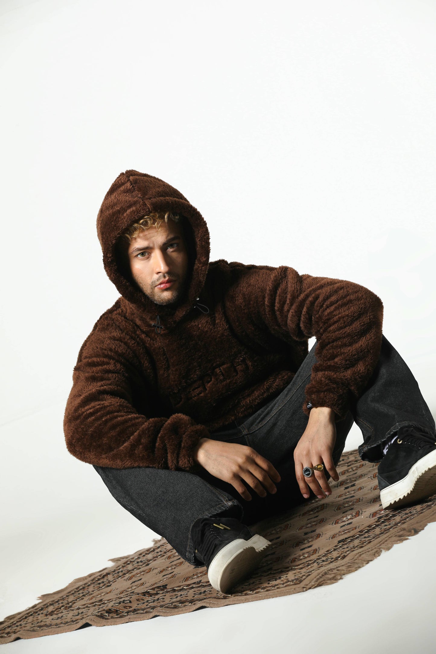 DEPTH SHERPA FUR HOODIE (RUST)