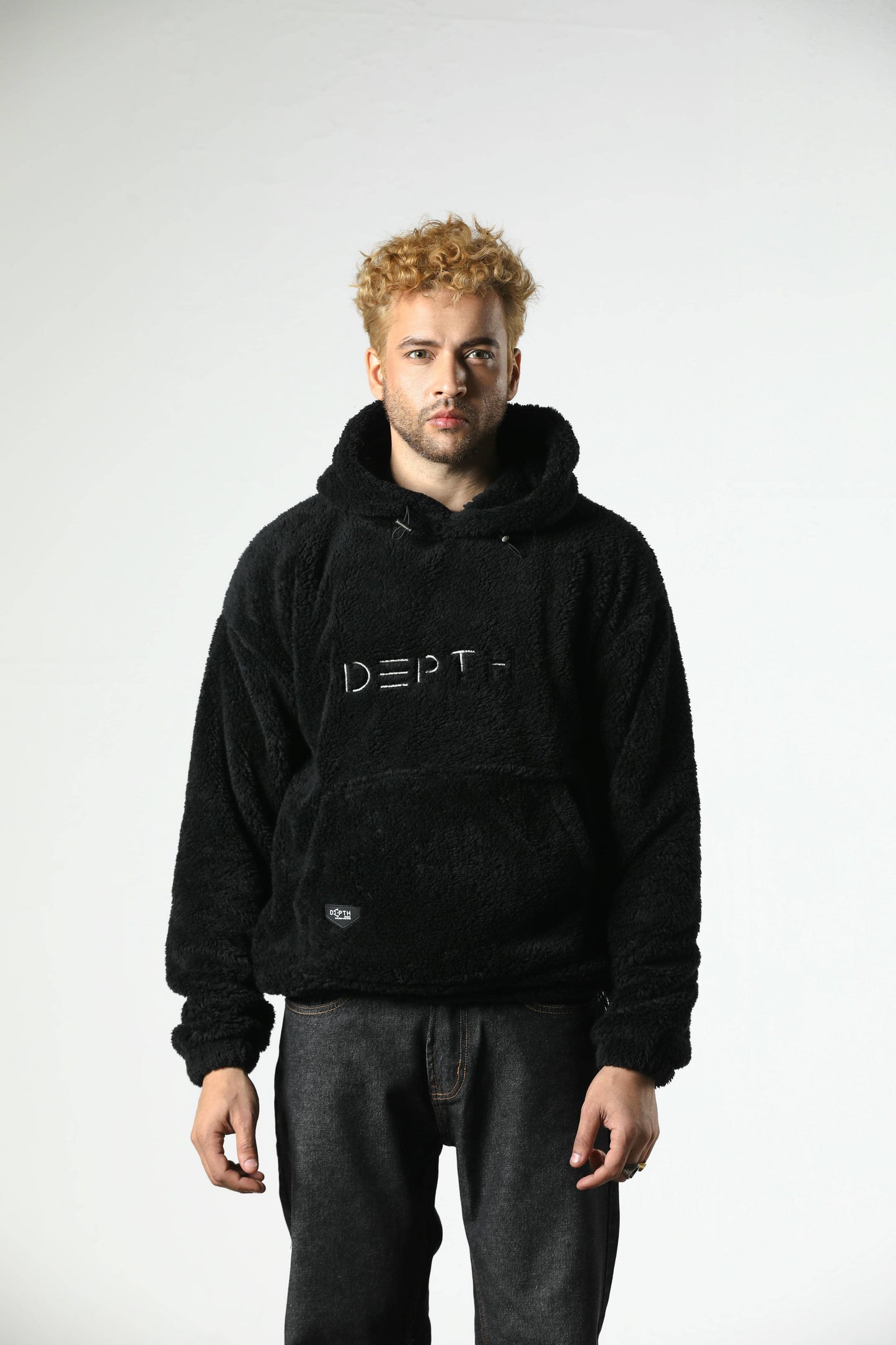 DEPTH SHERPA FUR HOODIE (BLACK)