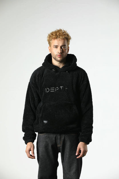 DEPTH SHERPA FUR HOODIE (BLACK)