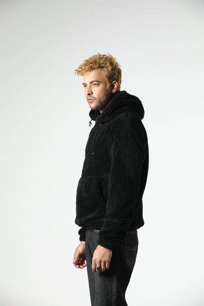 DEPTH SHERPA FUR HOODIE (BLACK)