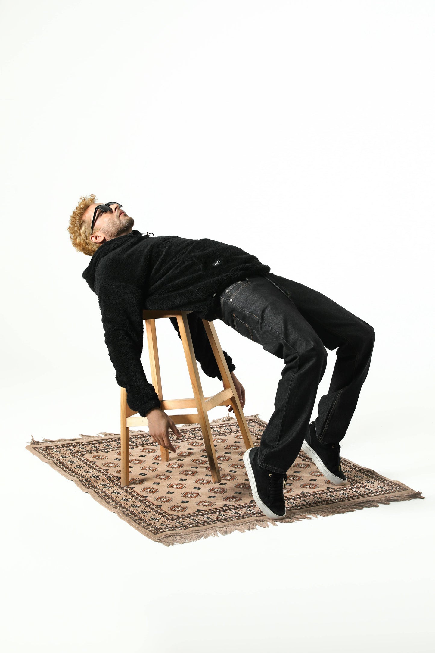DEPTH SHERPA FUR HOODIE (BLACK)