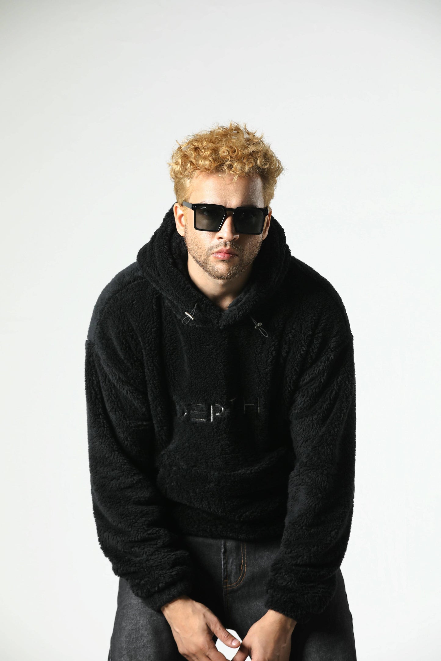 DEPTH SHERPA FUR HOODIE (BLACK)