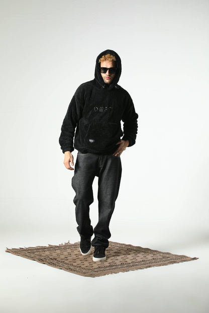DEPTH SHERPA FUR HOODIE (BLACK)