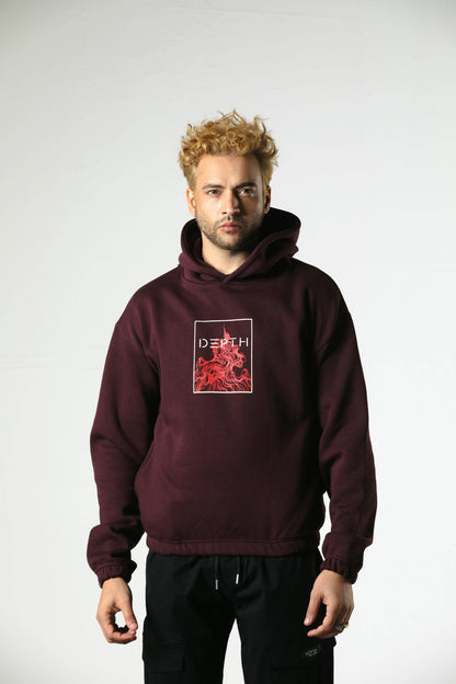 DEPTH FLAME HOODIE (MAROON)